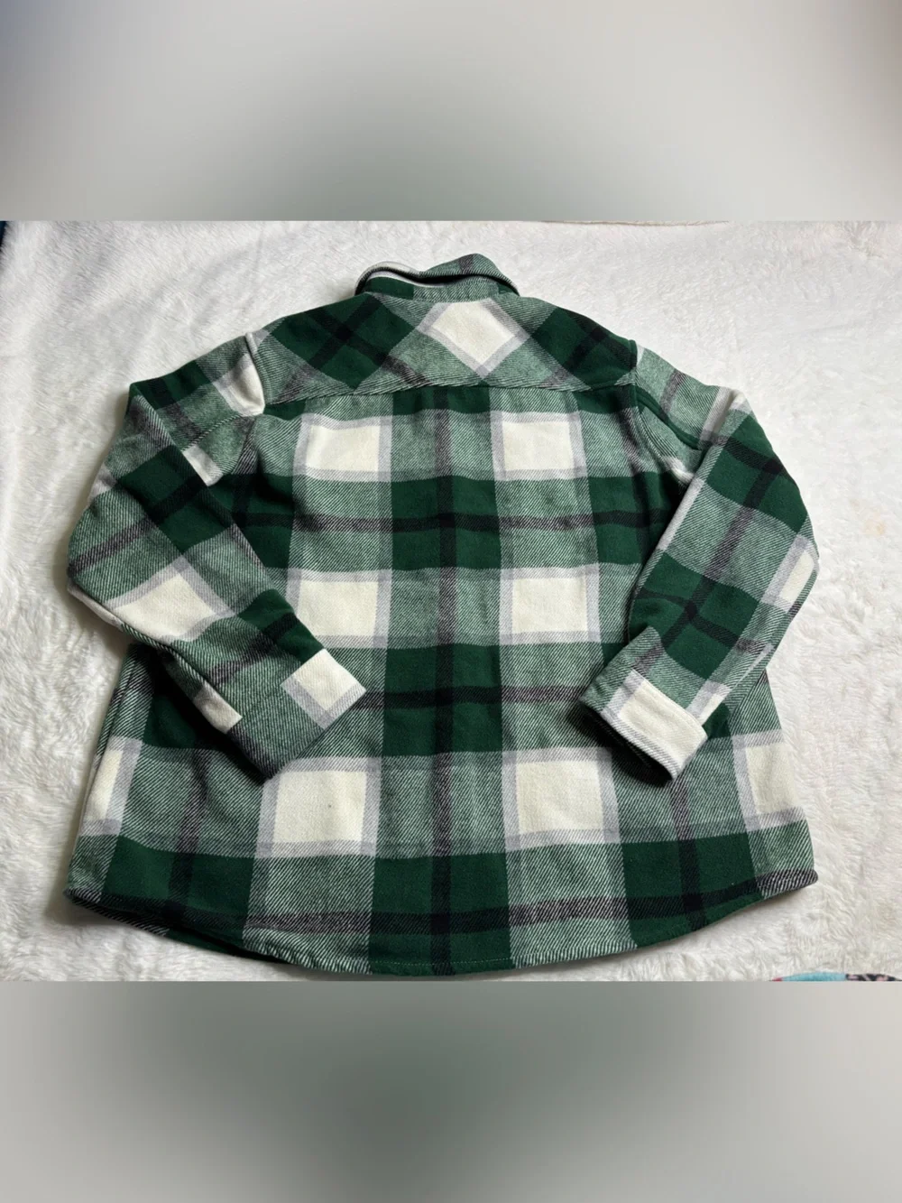 Como Vintage Green and Cream Plaid Shirt Jacket
